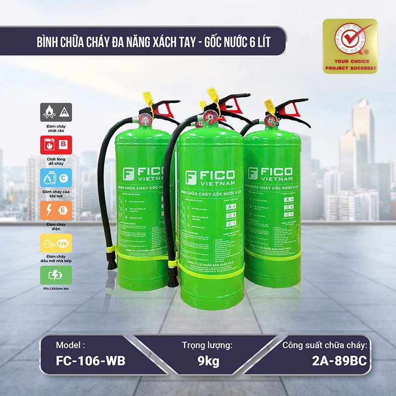 binh chua chay da nang dung dich goc nuoc fico 6 lit 6