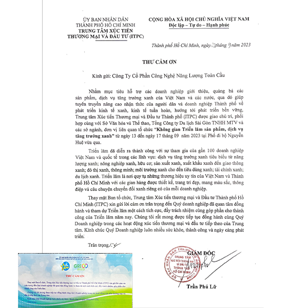 thu cam on tham gia green co